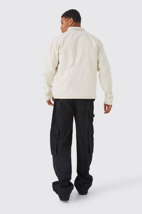 Kastiges Twill Overshirt mit Kontrast-Naht und Reißverschluss
