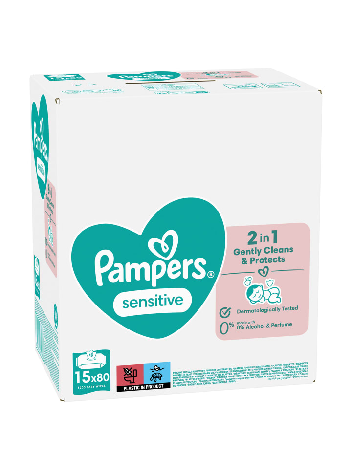 Pampers Pampers Sensitive Feuchttücher 15 Packungen = 1200 Feuchttücher günstig kaufen onesize