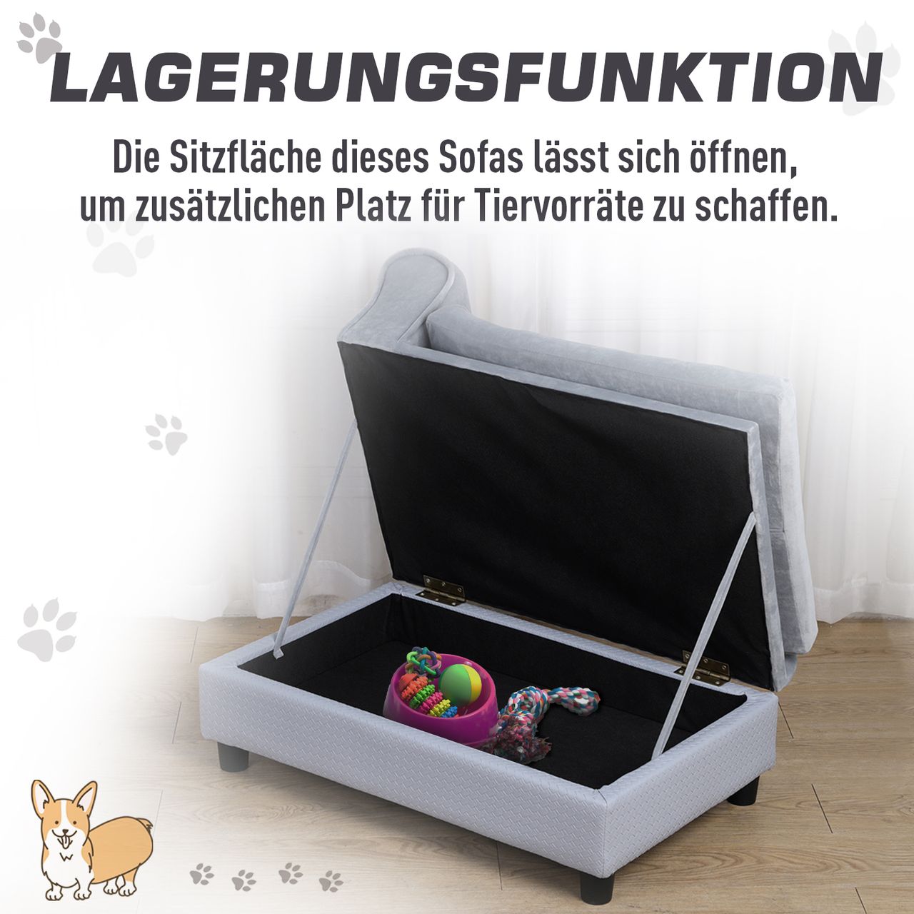 PawHut Haustiersofa Hundebett Hundematte Hundesofa mit Lagerraum Matte