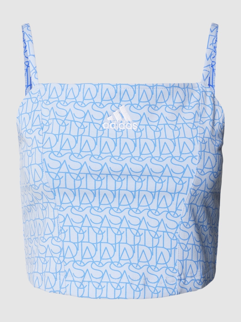 Crop Top mit Label-Stitching in hellblau