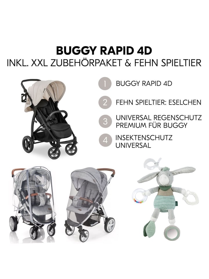 Hauck Buggy Rapid 4D (bis 25 kg) - XL Verdeck & in schwarz,beige günstig kaufen onesize