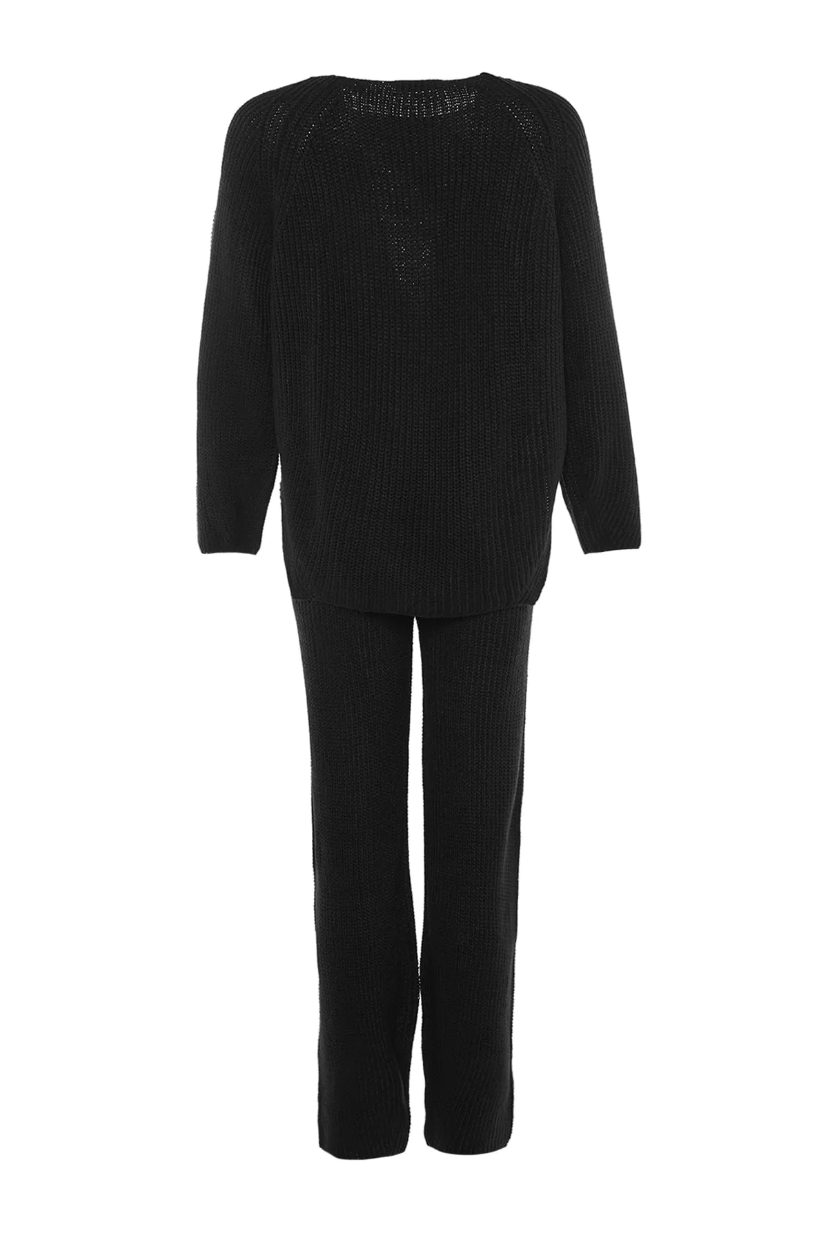 Trendyol Collection  Schwarzes Strickoberteil und -unterteil-Set mit detailliertem Strickmuster TWOAW23AU00037