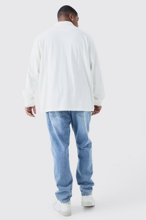 Plus Rugby-Poloshirt mit Knopfleiste