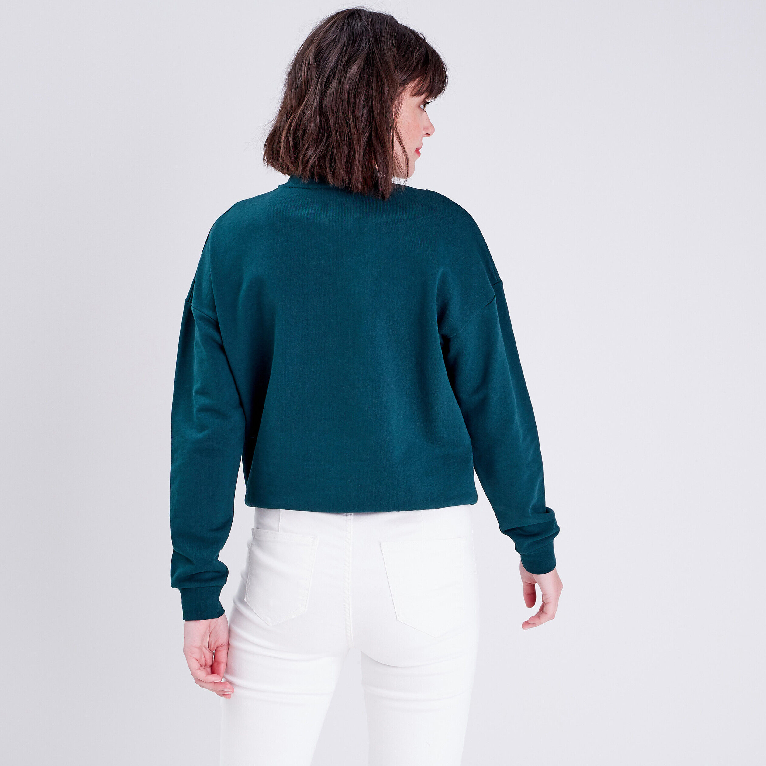 Sweat avec col teddy vert foncé femme | Cache Cache