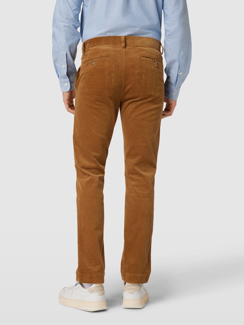 Slim Stretch Fit Cordhose mit Knopfverschluss Modell 'BEDFORD' in beige