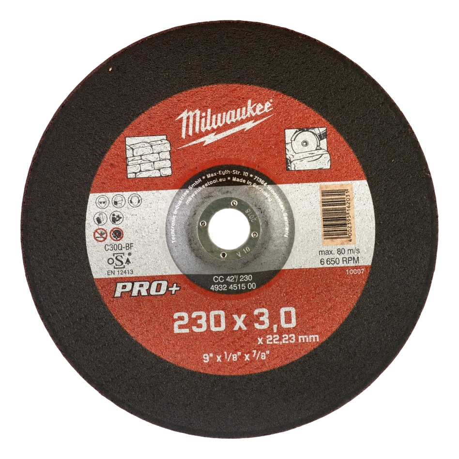 Disco de corte para pedra Milwaukee Accessories 4932451500 CC42 230 x 3 mm PRO+ (disponível em embalagens de 50 unidades)