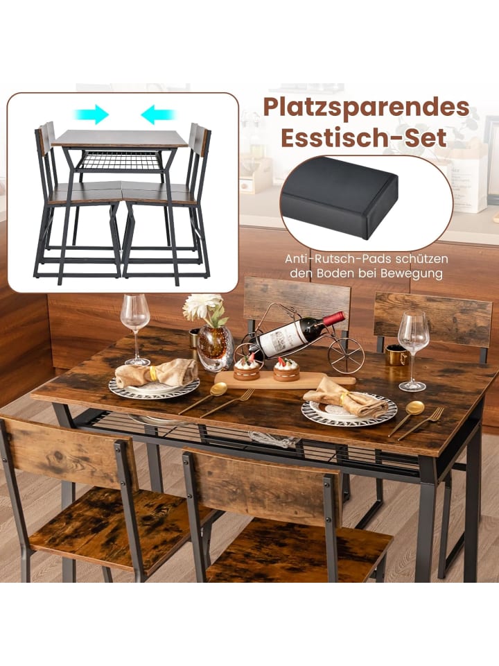 COSTWAY Esstisch Set 5-teilig in Taupe günstig kaufen onesize