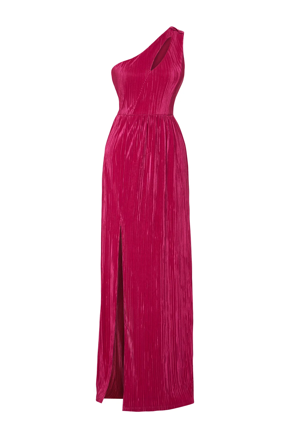 Trendyol Collection  Pflaumenfarbenes, gestricktes, gefüttertes langes Abendkleid TPRSS24AE00021