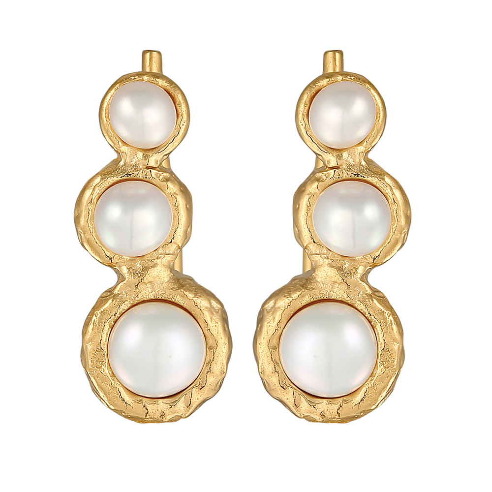 Elli Elli Boucles d'Oreilles Femmes Earlimber baroque avec perles d'eau douce en argen Boucles d'oreilles