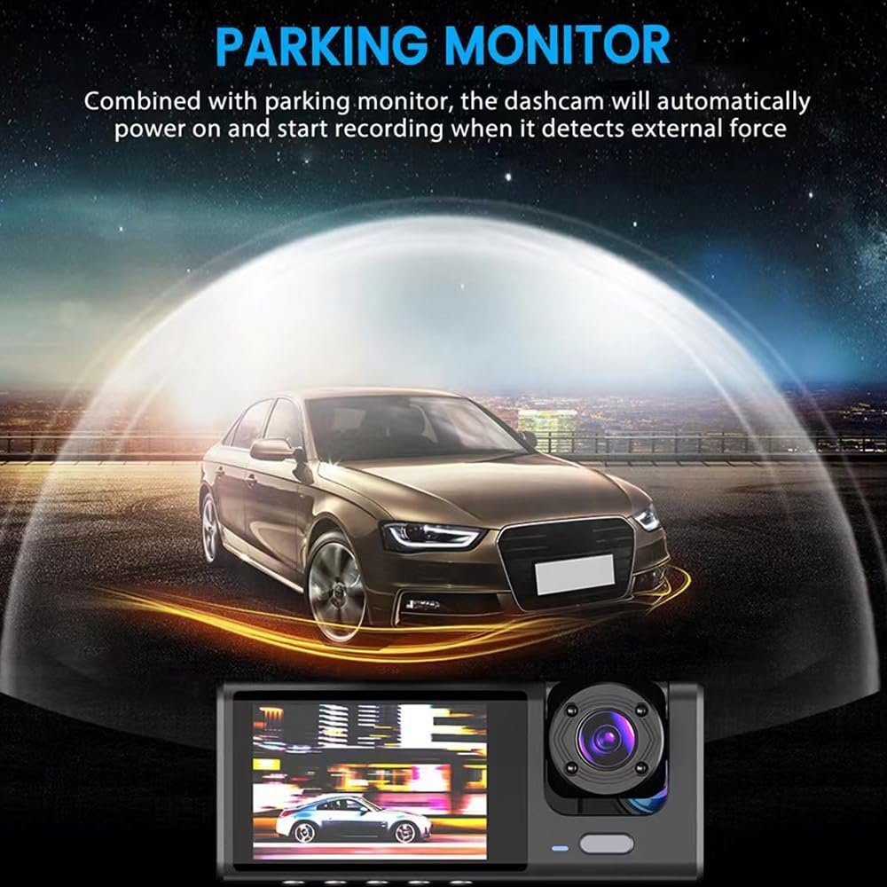Welikera 3-Kamera 1080P Fahrrekorder Auto mit 170° Weitwinkelobjektiv Dashcam (Nachtsichtfunktion)