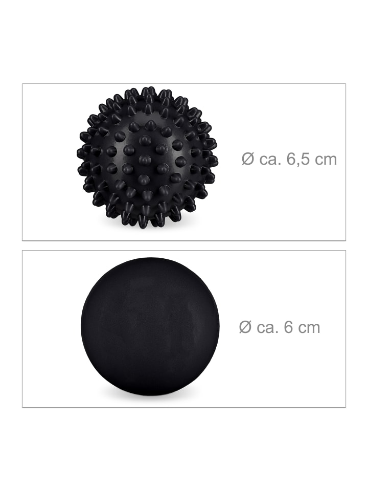 relaxdays 4 x Massageball in Schwarz günstig kaufen onesize