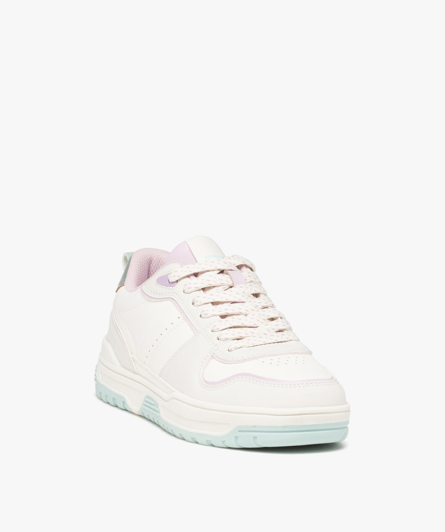 Baskets femme colorées à lacets style retro 90 blanc | GEMO