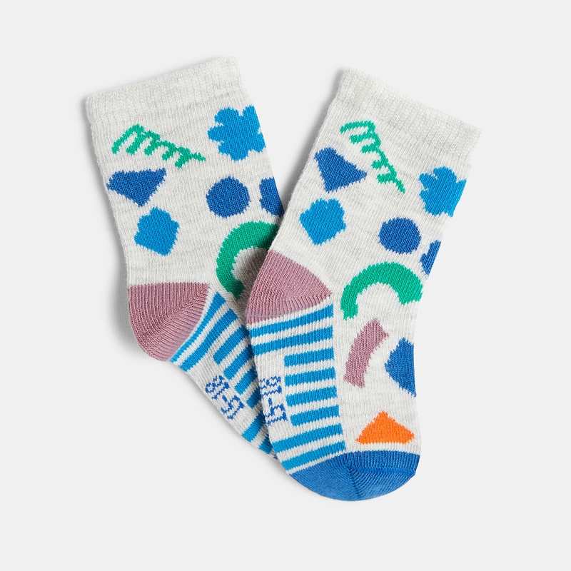Chaussettes bébé motifs inspiration terrazo grises Catimini