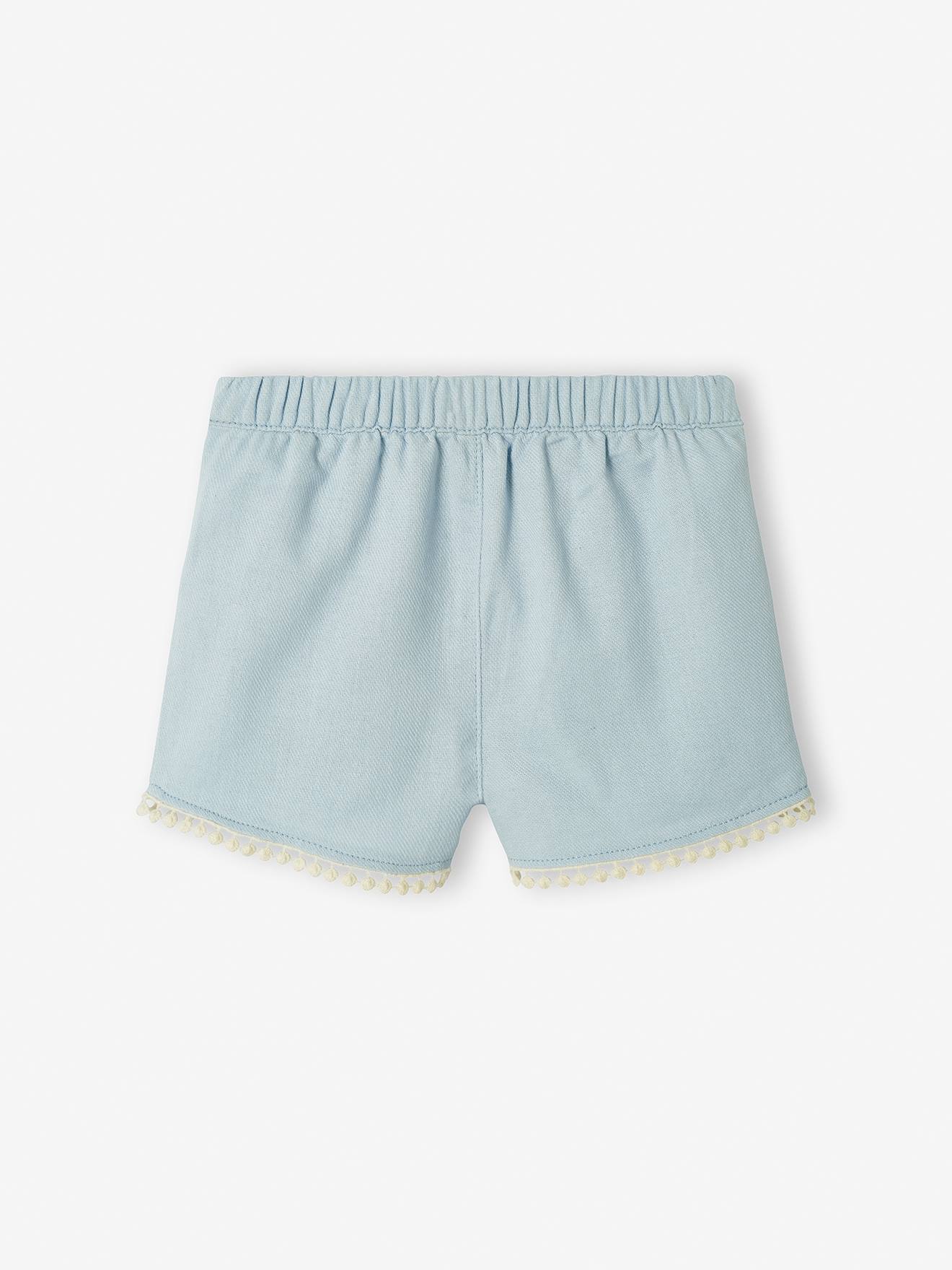Vertbaudet Baby Shorts mit Pompons - hellblau