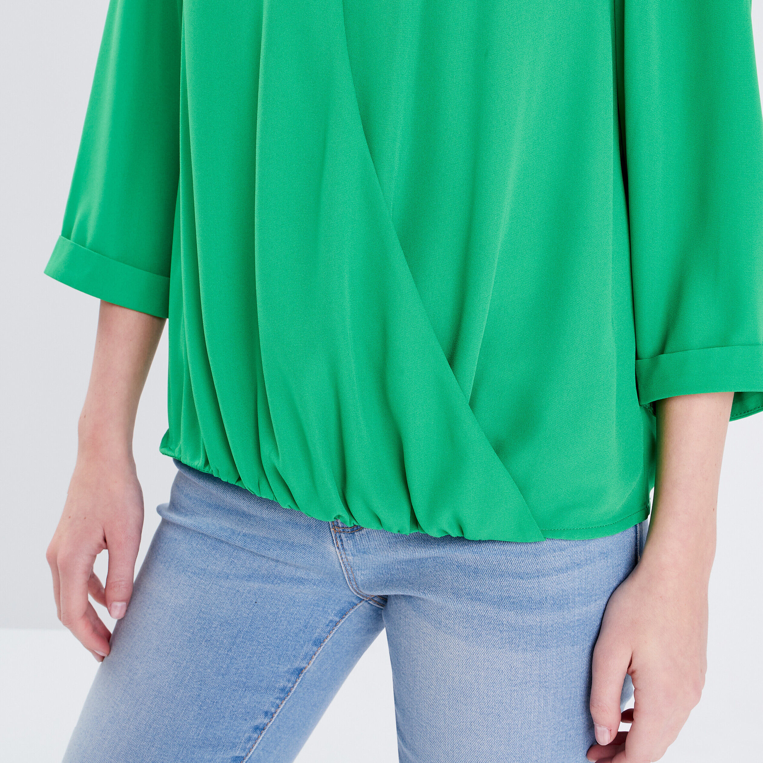 Blouse manches 3/4 vert femme | Cache Cache