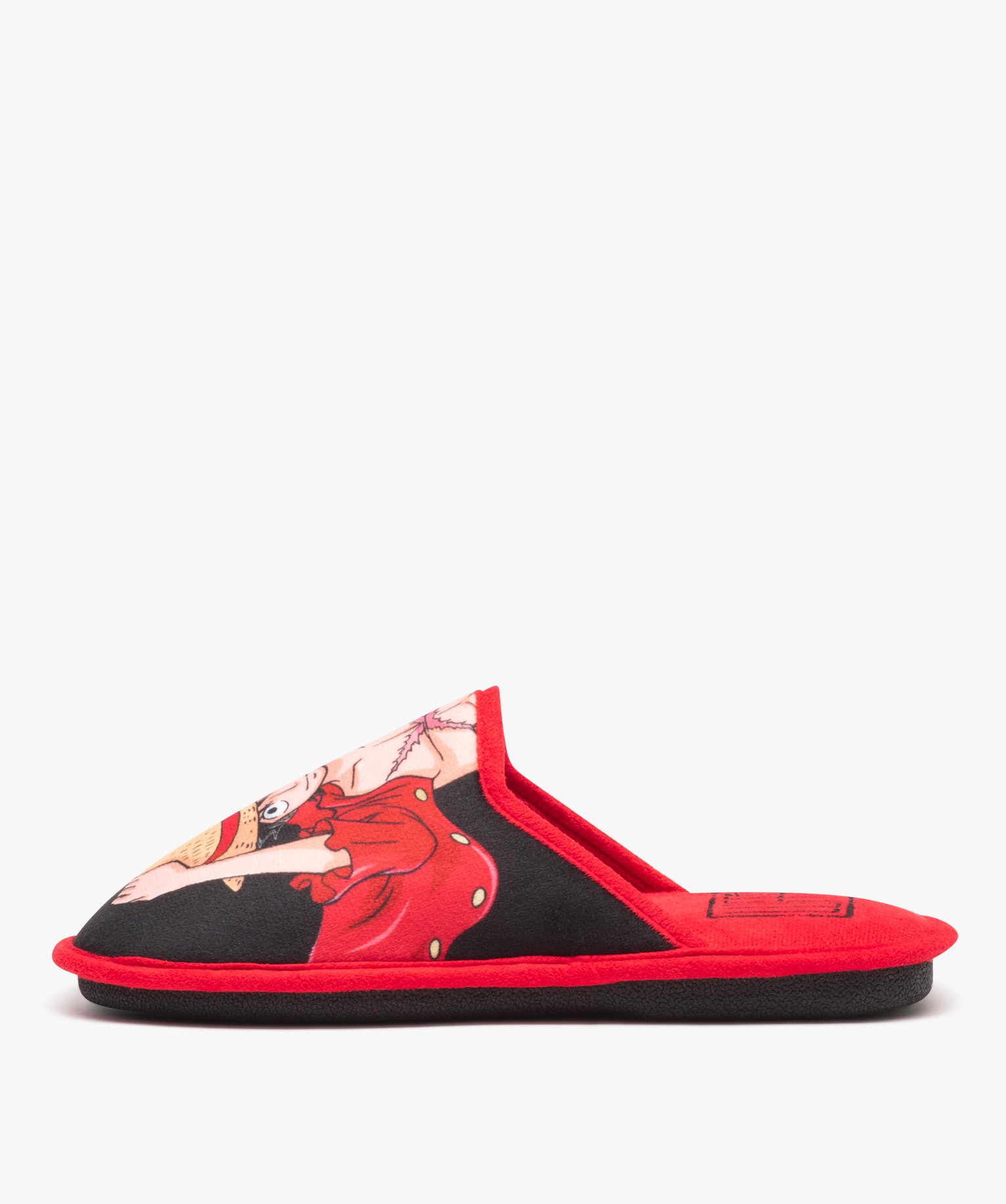 Chaussons homme mules plates en velours - One Piece rouge | GEMO