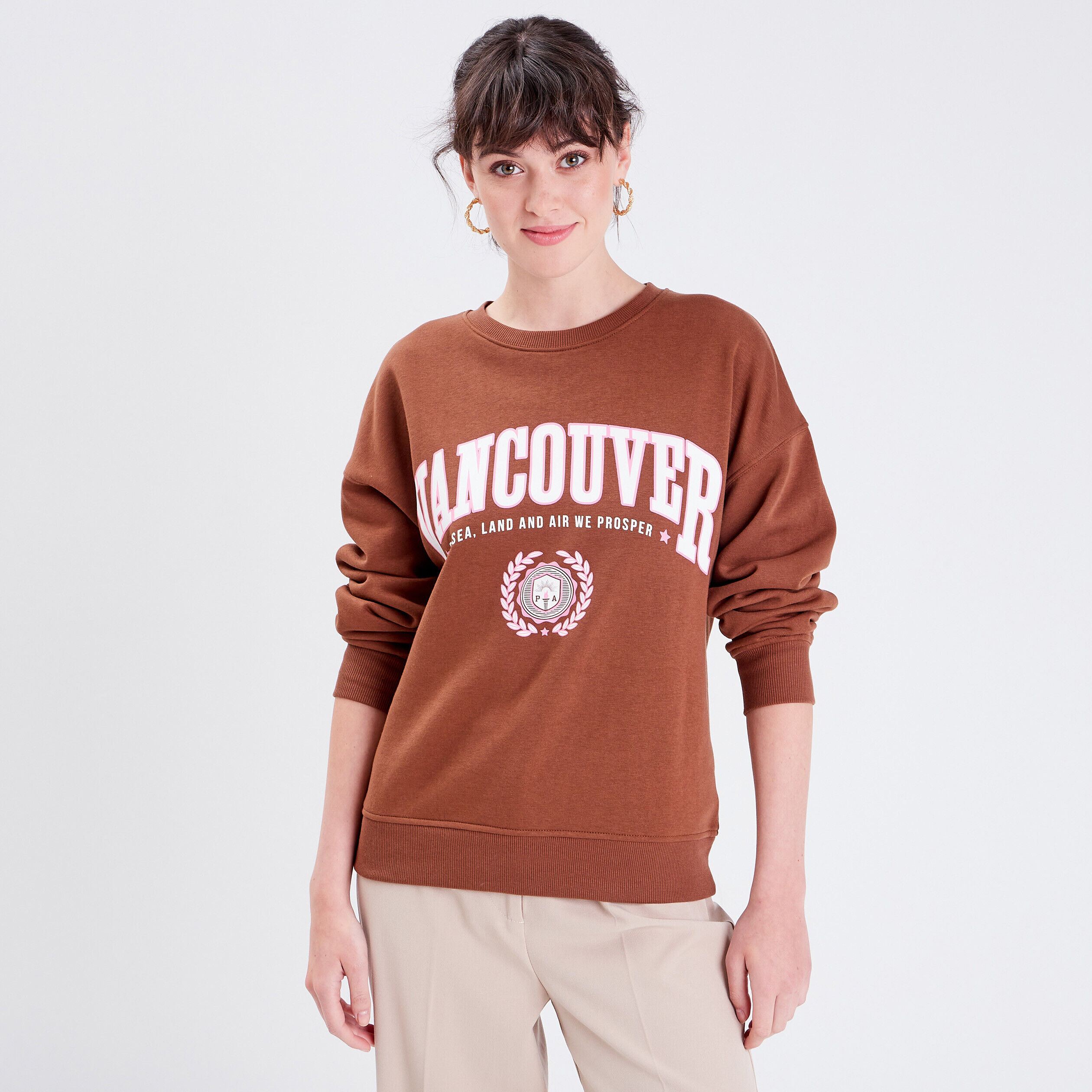 Sweat manches longues marron femme | Cache Cache
