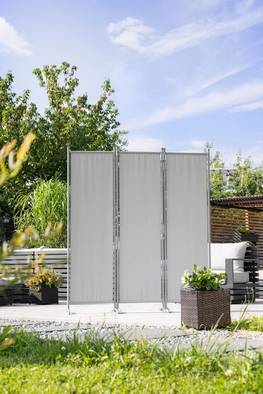HC Home & Living Stellwand Paravent 3tlg. ca. 150 x 170 m - Hellgrau
