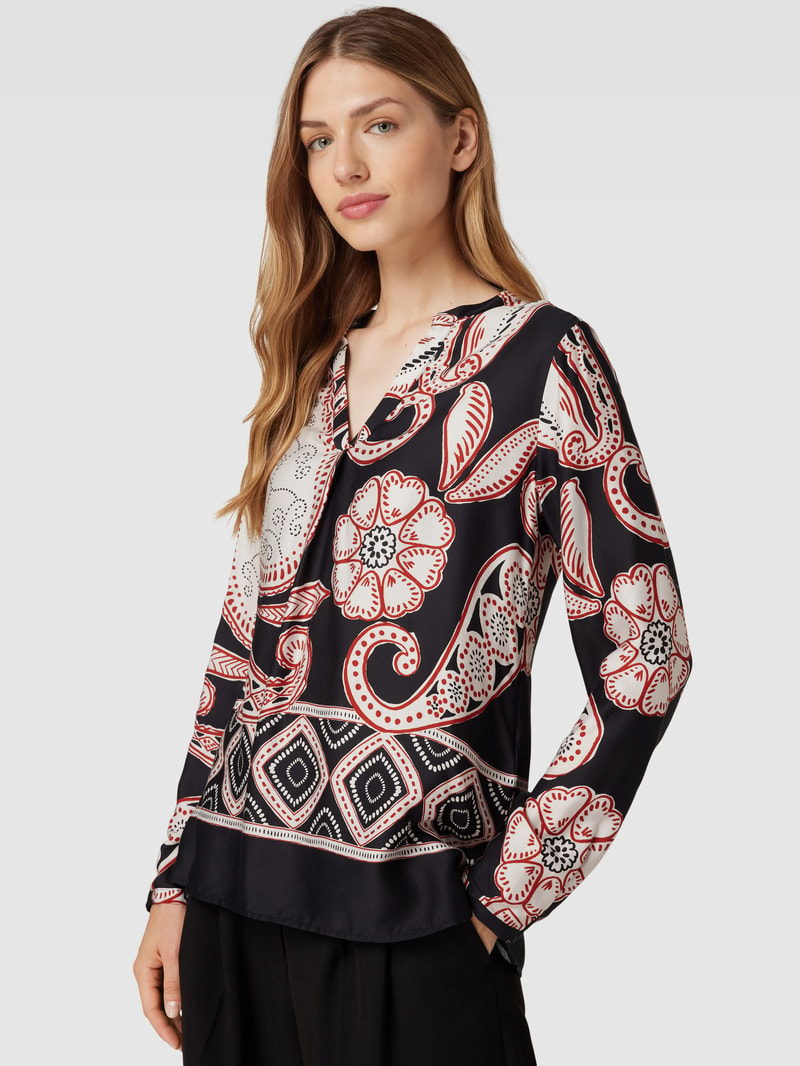 Blusenshirt mit Allover-Muster in schwarz