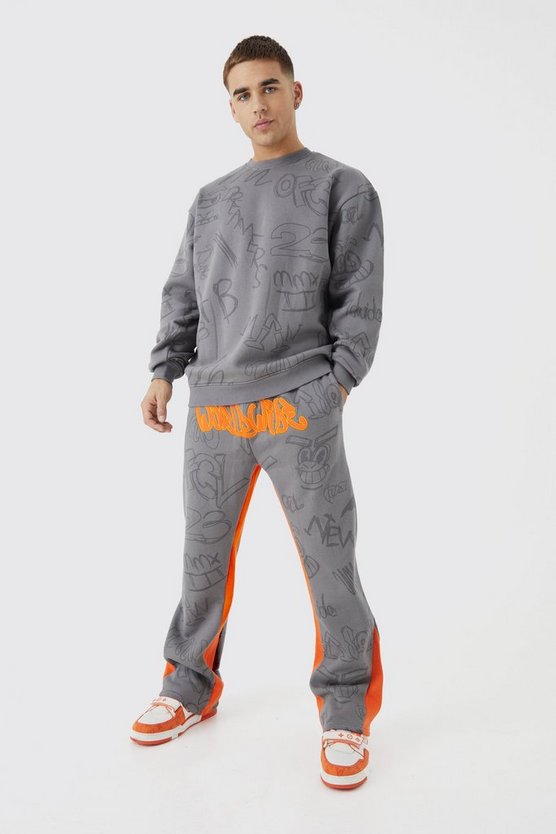 Oversize Trainingsanzug mit Graffiti-Applikation