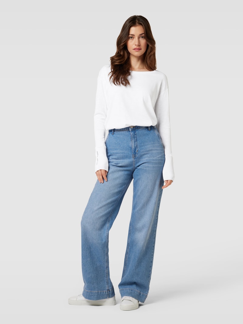 Longsleeve mit U-Boot-Ausschnitt in weiß