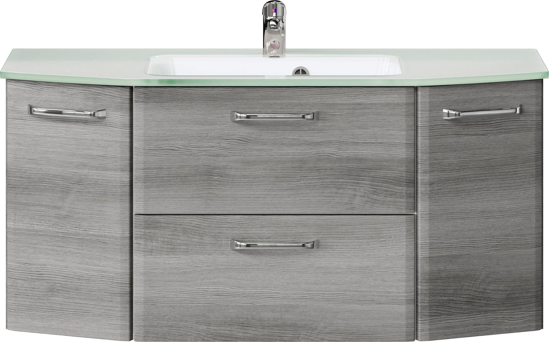 PELIPAL Badmöbel-Set Quickset 328, (2-St), Spiegelschrank inkl. LED-Beleuchtung, Waschtisch-Kombination