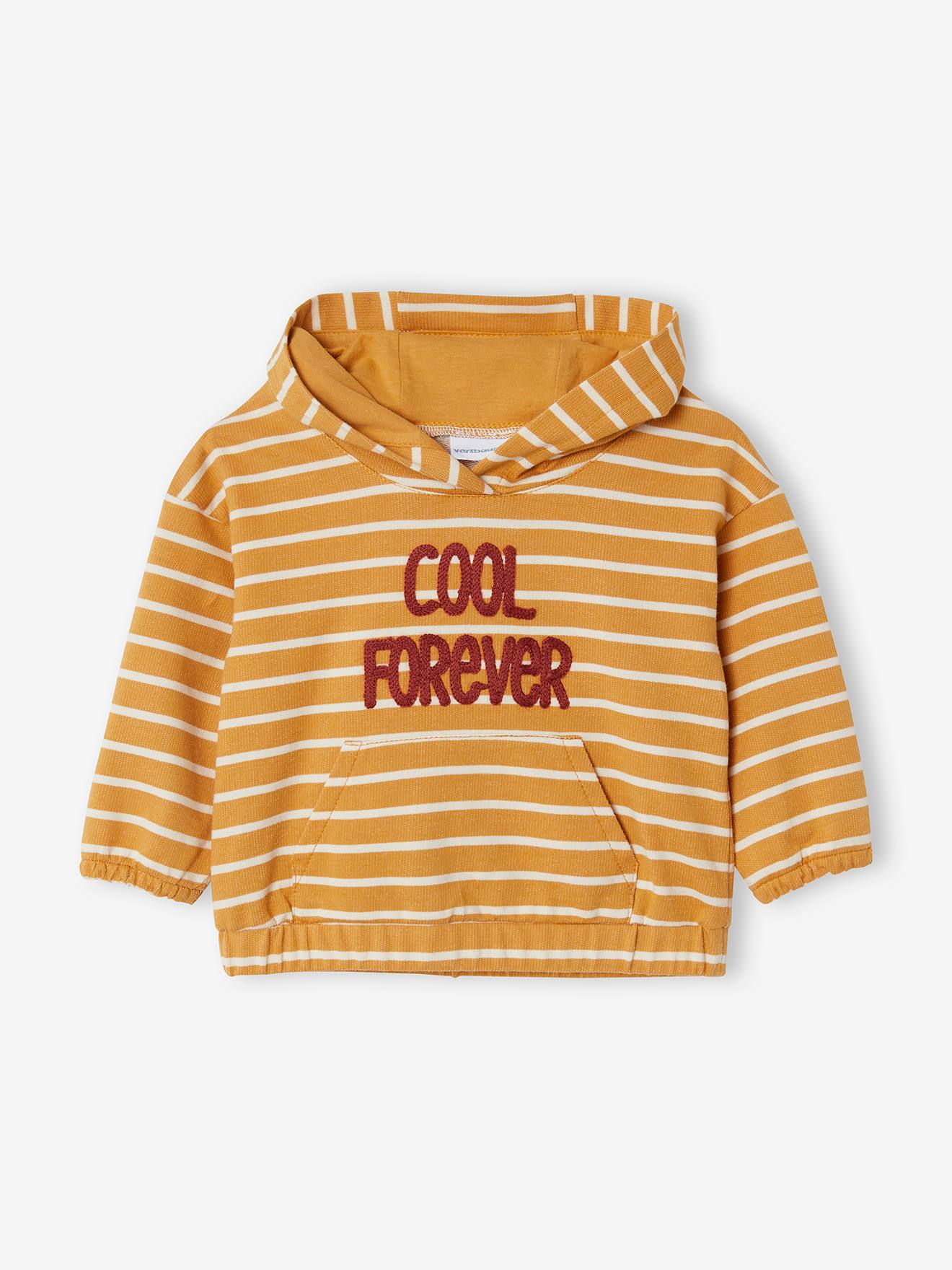 Ensemble sweat à capuche et pantalon bébé curcuma rayé