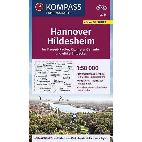 KOMPASS Fahrradkarte Hannover, Hildesheim 1:50.000, FK 3215 - Fahrradkarte