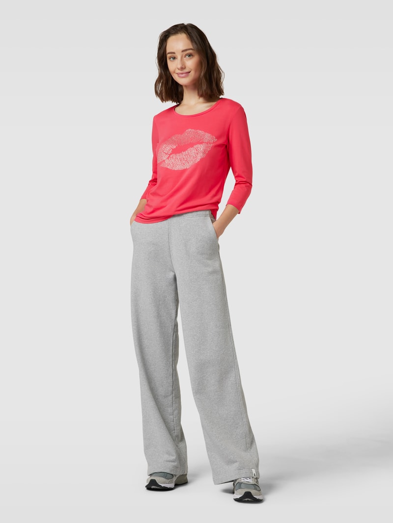 Longsleeve mit Zierperlenbesatz in pink
