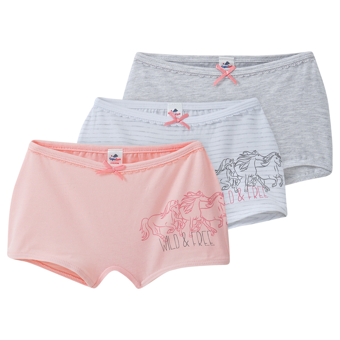 3 Mädchen Pantys mit Pferde-Motiv