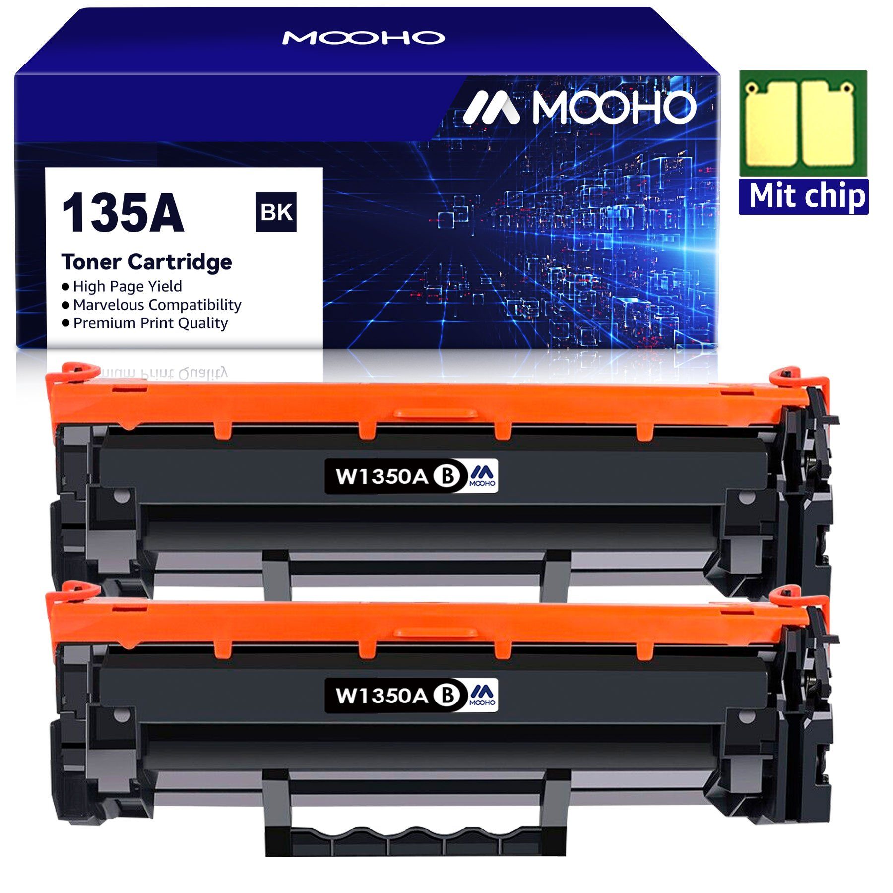 MOOHO Tonerpatrone 2er W1350A Toner Ersatz für HP 135A, (für HP LaserJet M 209 DW), Laserjet MFP M 234 DW M 234 SDN M 234 SDW