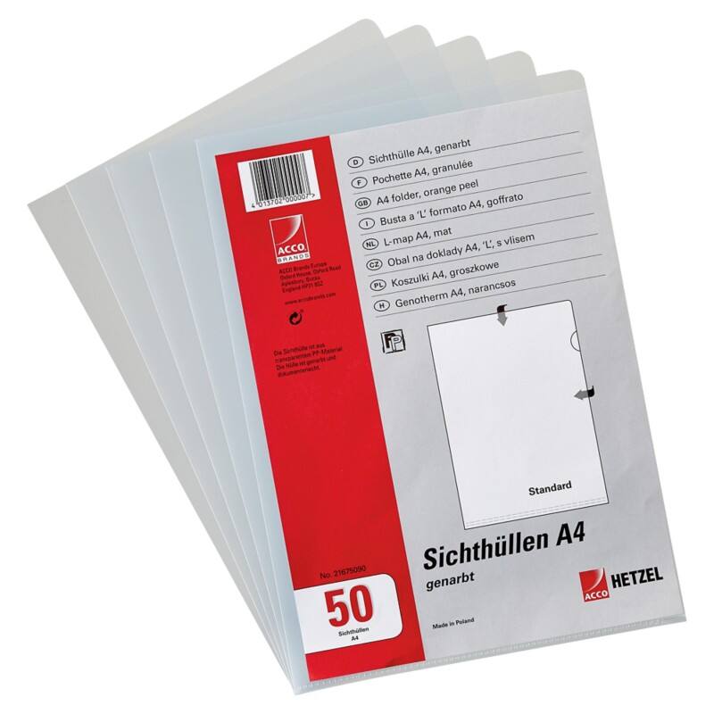 Rexel Sichthüllen DIN A4 Transparent PP (Polypropylen) 150 Mikron 50 Stück