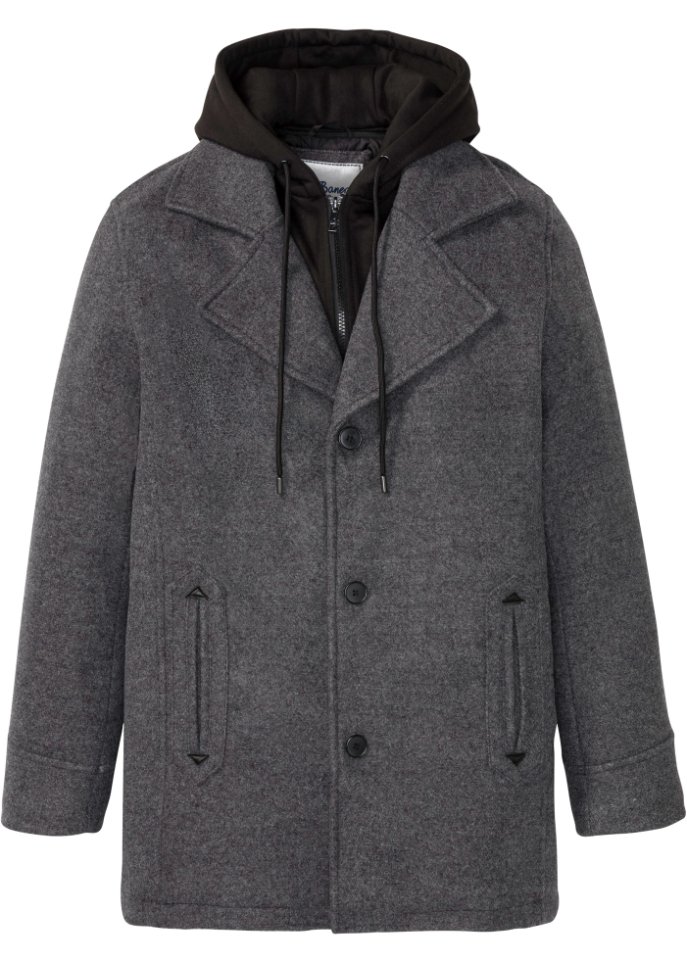 Lang-Jacke in Wolloptik