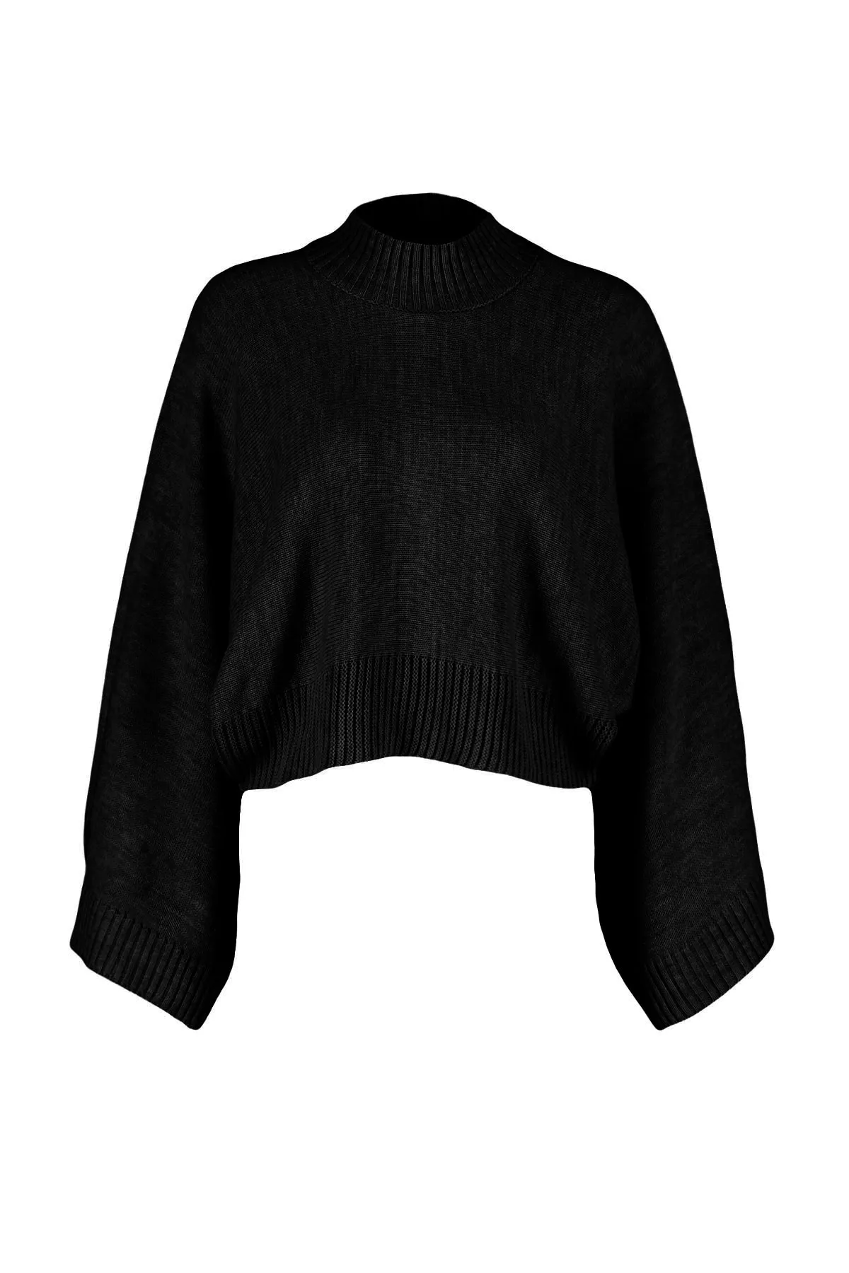 Trendyol Collection  Schwarzer Strickpullover mit Fledermausärmeln TWOAW23KZ01838