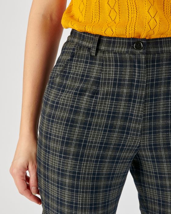 Pantalon droit, lainage aspect flanelle, 2 statures
