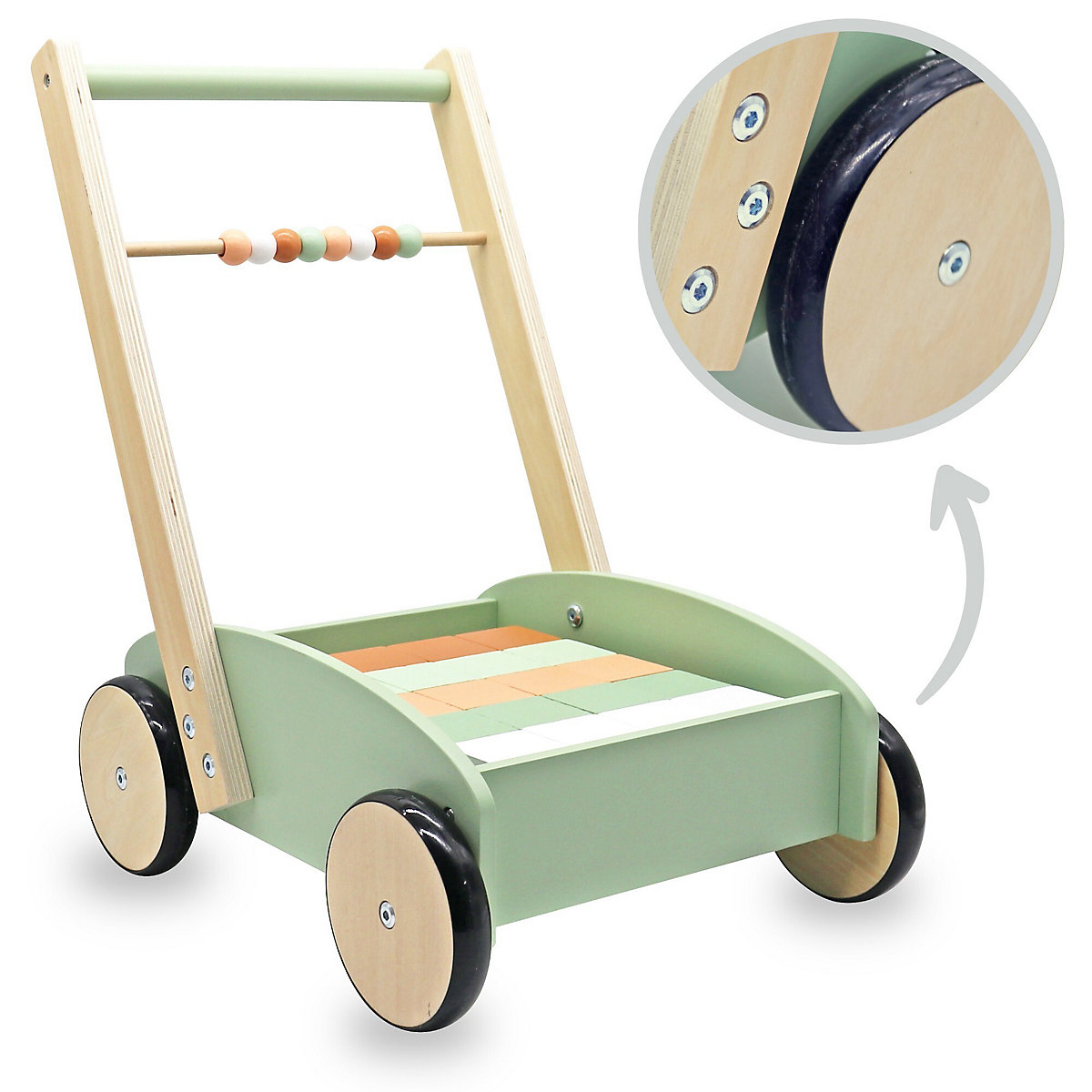 Rutschauto aus Holz, Schieber, Spielzeug-Kinderwagen ab 12 m, Holzspielzeug für Kleinkinder ab 1 Jahr, Kinderwagen