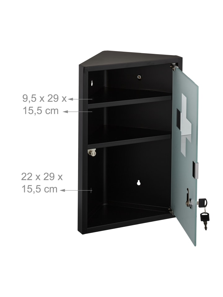 relaxdays Medizinschrank in Schwarz - (B)30 x (H)45 x (T)17,5 cm günstig kaufen onesize
