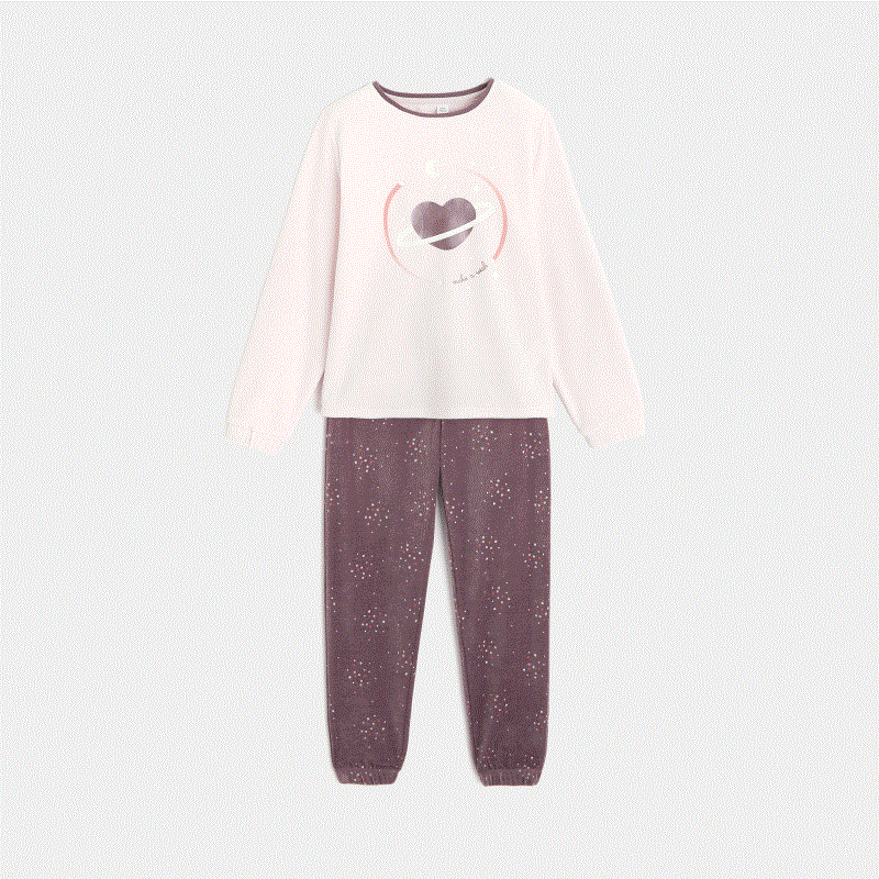 Pyjama 2 pièces à motif phosphorescent rose fille