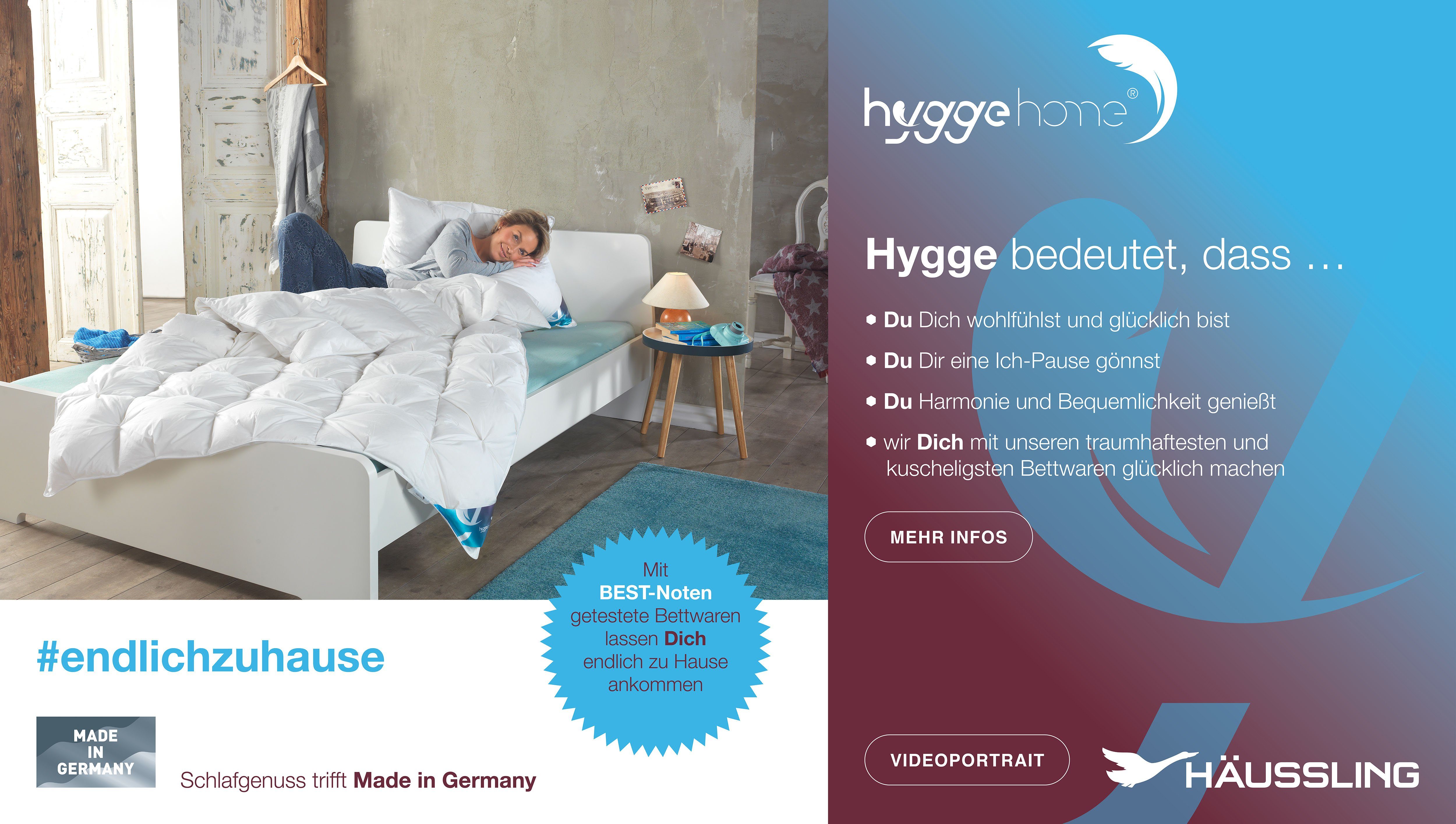 Federkopfkissen Hygge Home Plissee (biobasiert), Haeussling, Füllung: 70% Entenfeder und 30% Entendaune, Bauchschläfer, Rückenschläfer, Seitenschläfer