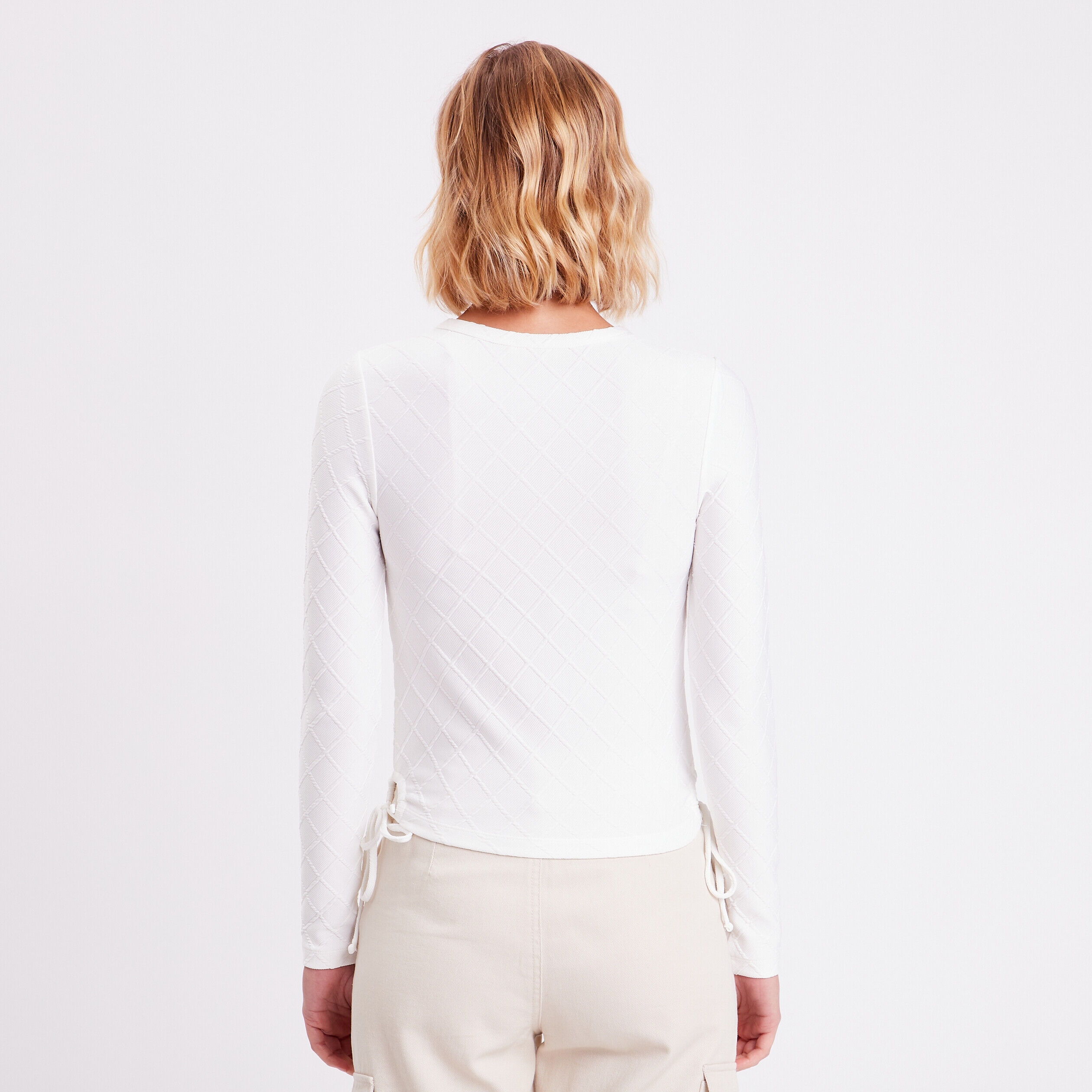 T-shirt avec noeuds ecru femme | Cache Cache