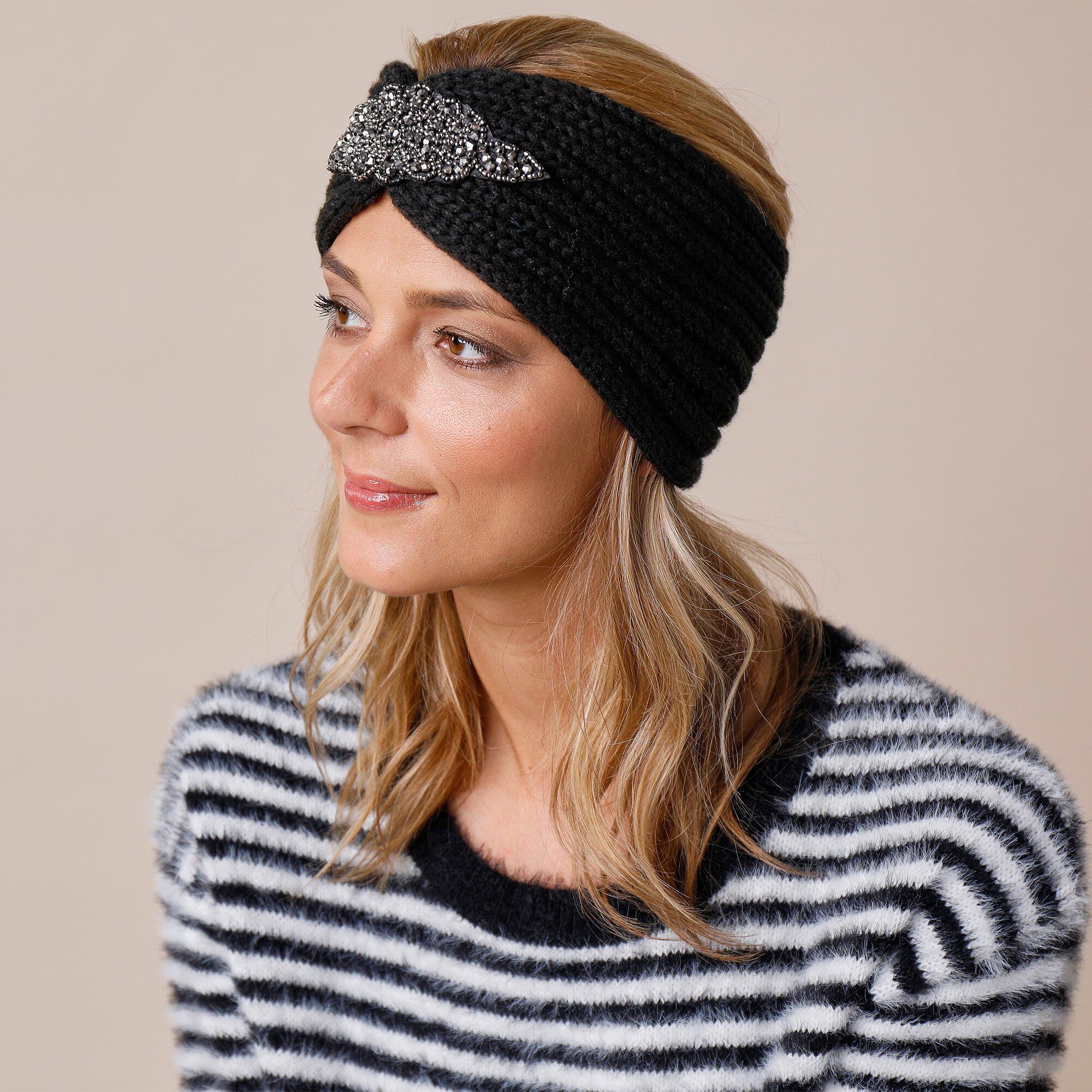Headband en maille avec bijou