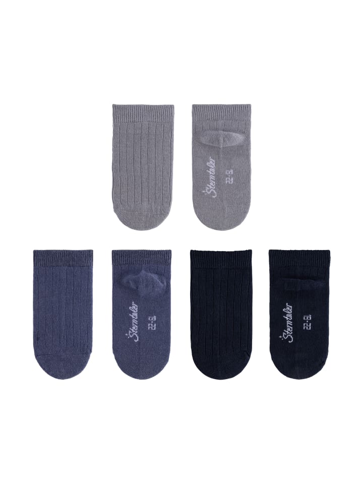 Sterntaler Sneaker-Socken 3er-Pack uni gerippt in blaugrau günstig kaufen 18