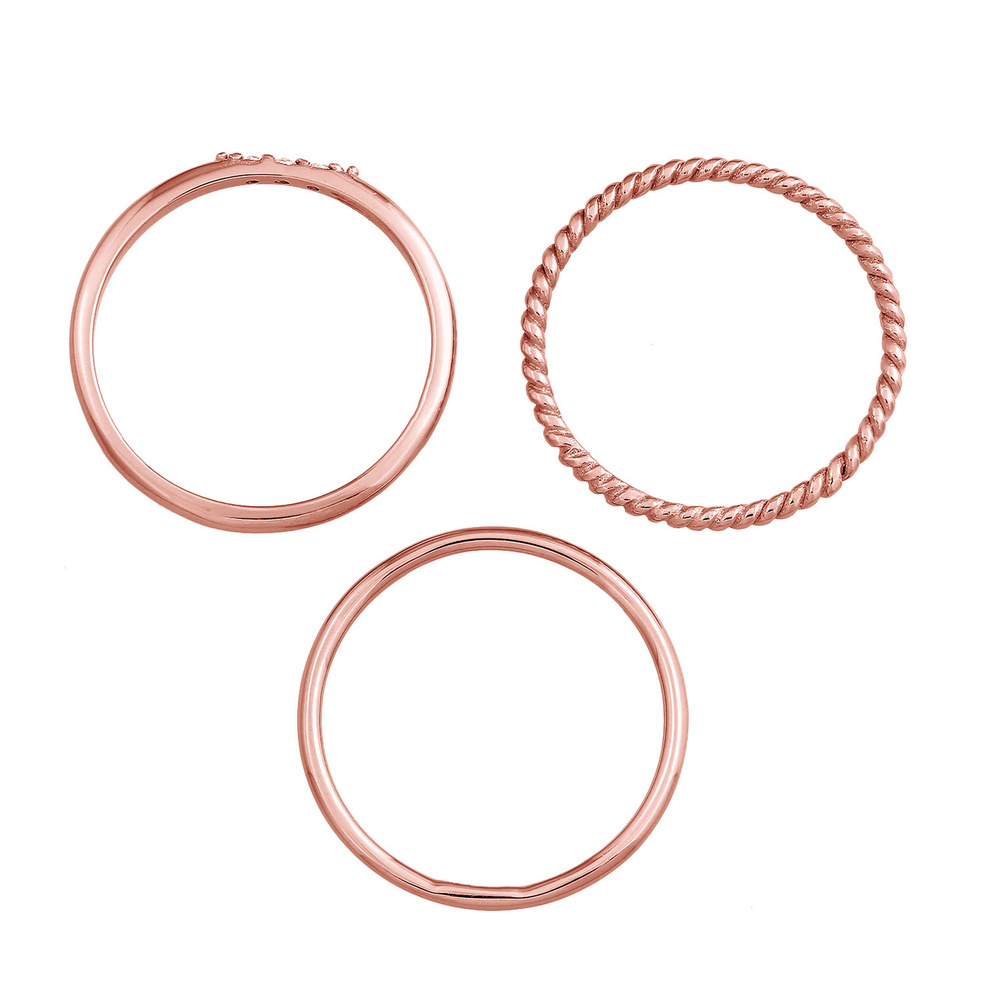 Elli Elli Bague Femmes Empilement Basique Set de 3 avec Cristaux de Zirconium en Argen Bague