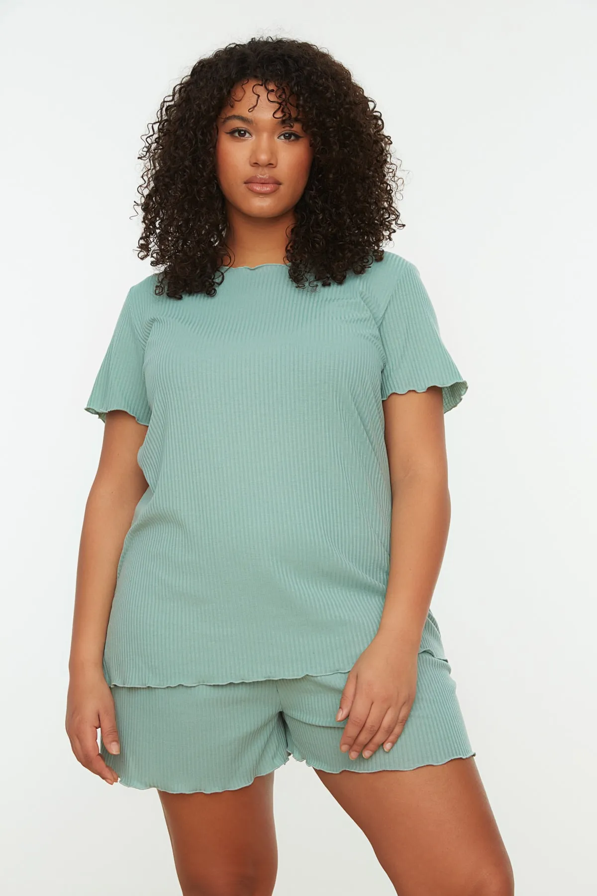 Trendyol Curve  Mintfarbenes Strick-Pyjama-Set TBSSS22PT0216