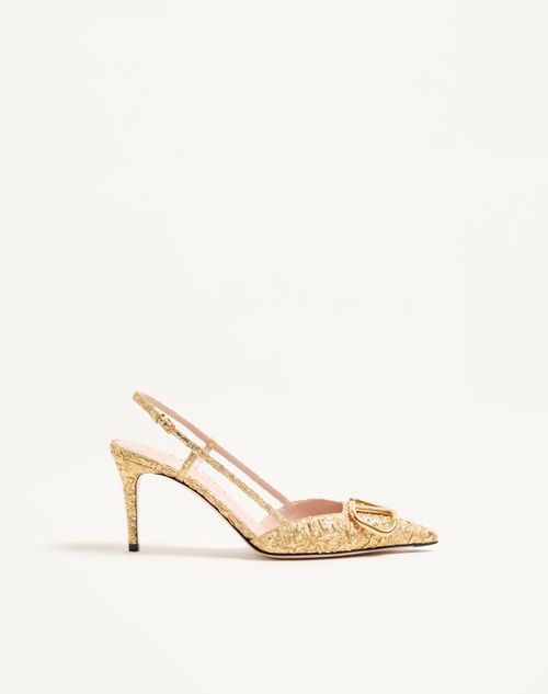 Sandálias VLogo Signature Slingback Décolleté em tecido jacquard cloqué de 80 mm