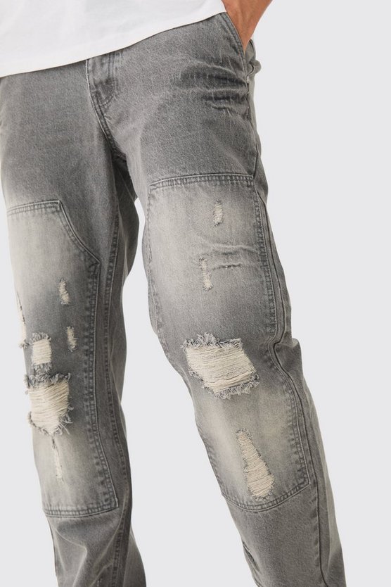 Lockere zerrissene Jeans in Mittelgrau