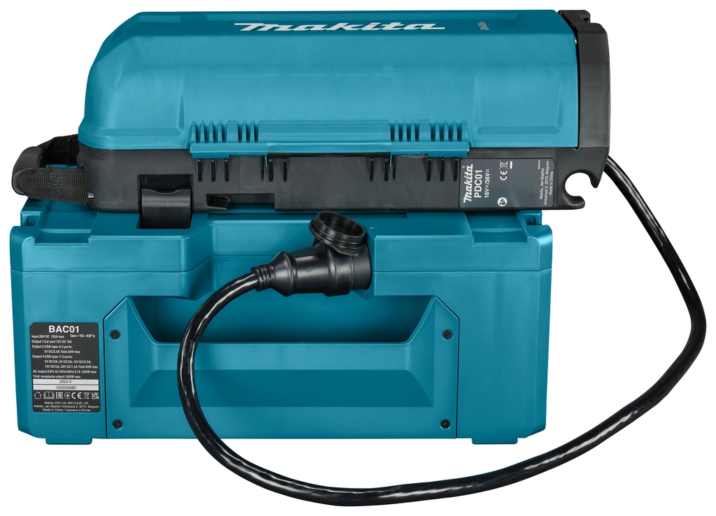 Makita Tillbehör BAC01PDC01NL Mobil nätadapter 1,4 kW + PDC01 Ryggsäcksbatteristation exkl. batterier och laddare