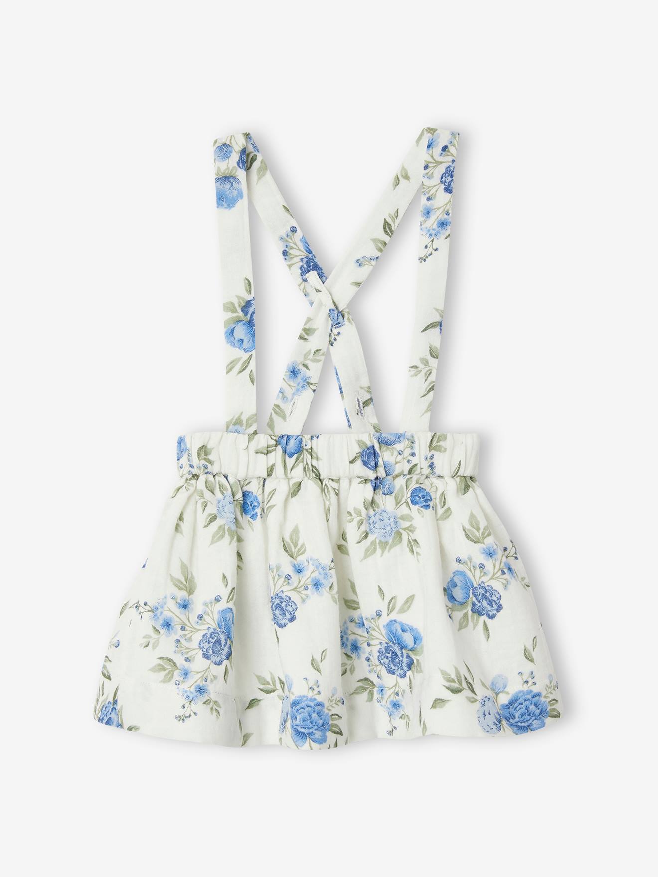 Vertbaudet Mädchen Baby-Set: Bluse, Trägerrock & Haarband - wollweiß