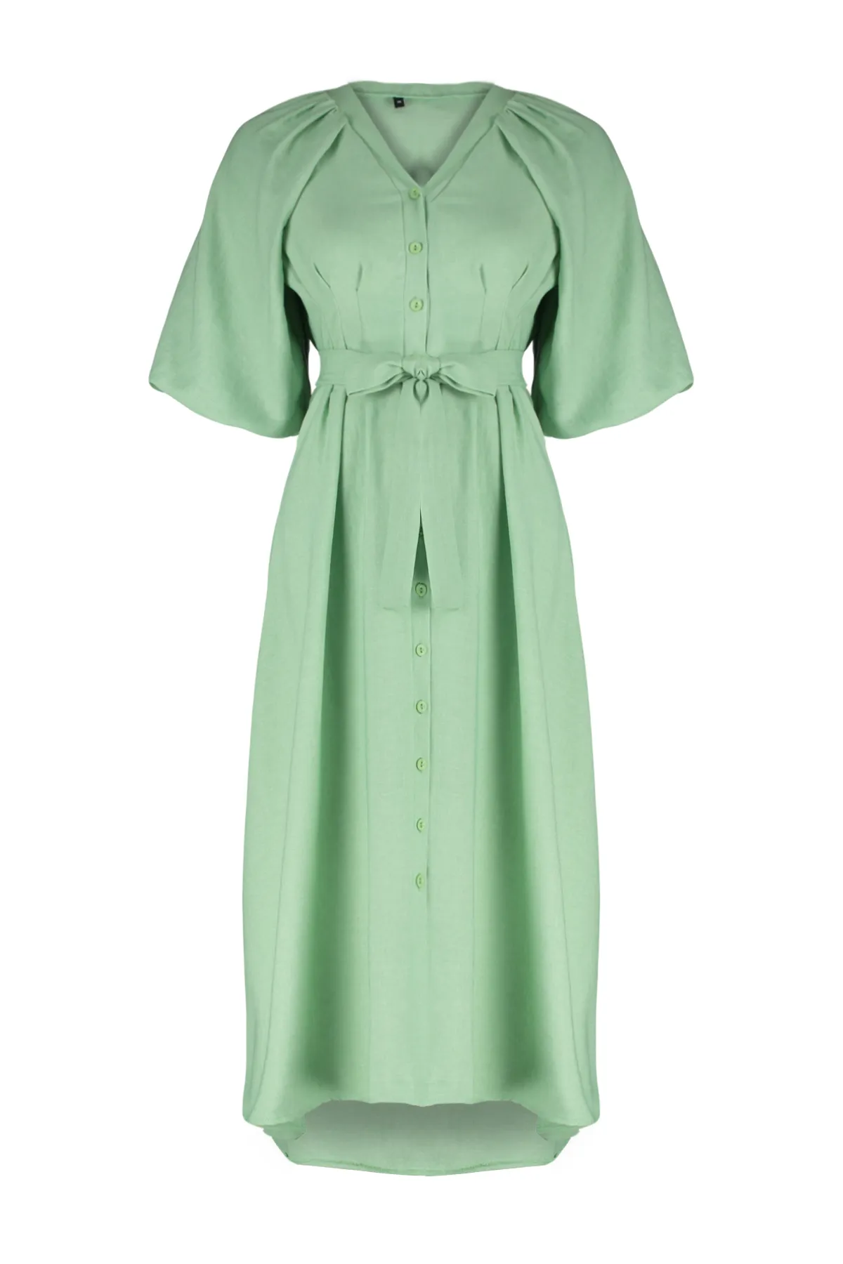 Trendyol Modest  Grünes gewebtes Leinenkleid TCTSS24EB00014