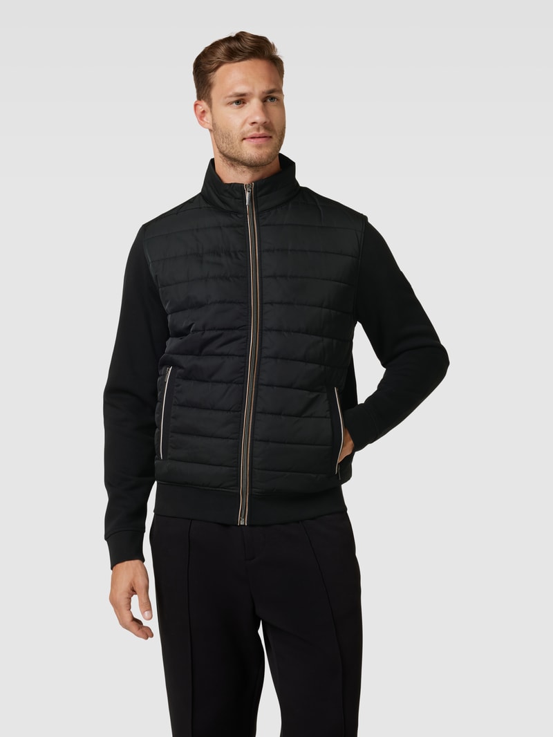 Sweatjacke mit Stehkragen in schwarz